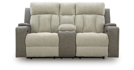 WhipLash Sisal Power Reclining Loveseat with Console from Ashley - Luna Furniture