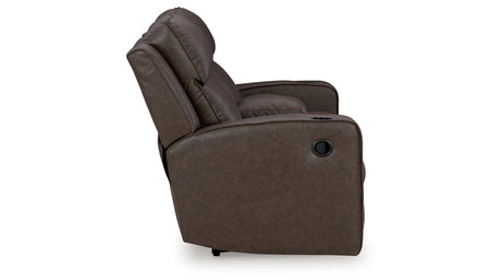 Lavenhorne Umber Reclining Loveseat with Console from Ashley Furniture - Luna Furniture