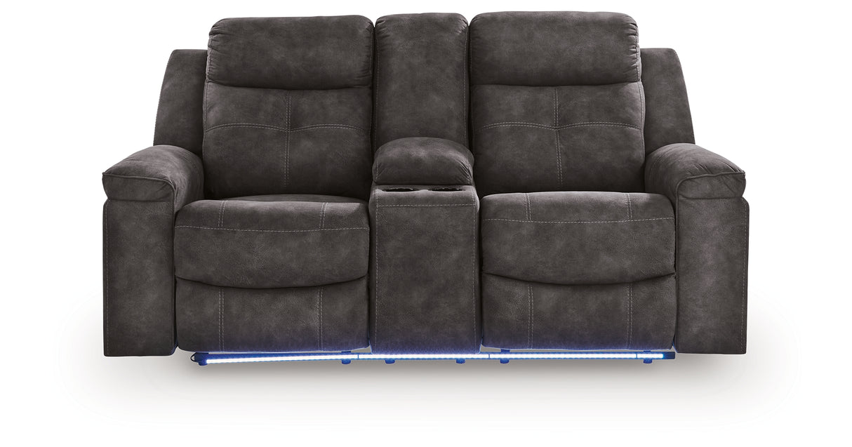 Brysonview Charcoal Reclining Loveseat with Console from Ashley Furniture - Luna Furniture