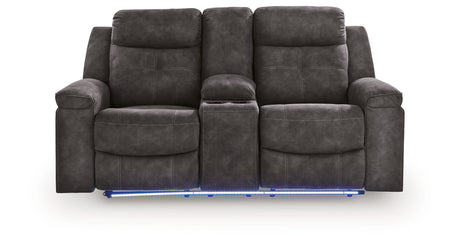 Brysonview Charcoal Reclining Loveseat with Console from Ashley - Luna Furniture