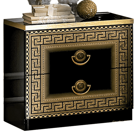 Aida Black w/Gold Nightstand from ESF Furniture - Luna Furniture