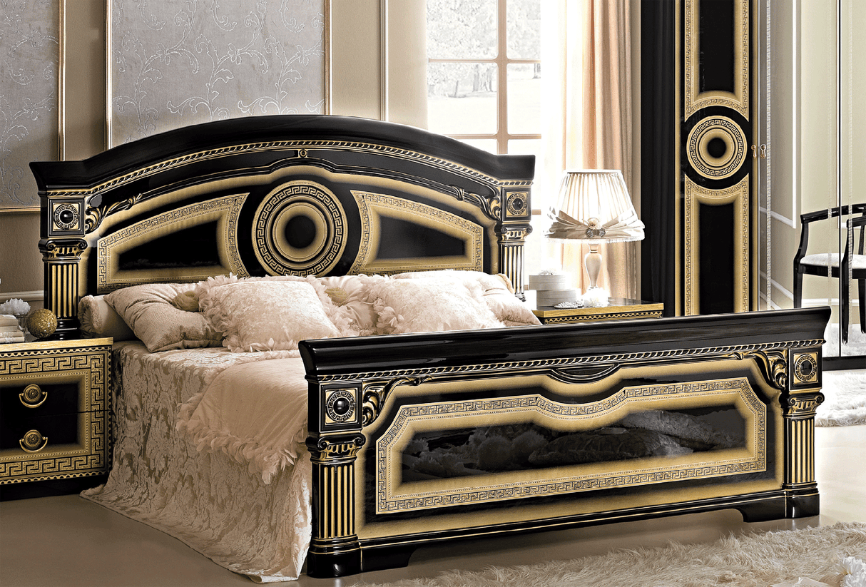 Aida Black/Gold Queen Bed from ESF Furniture - Luna Furniture