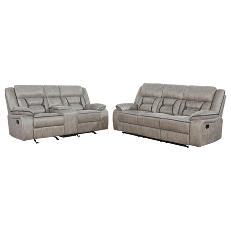 Greer Taupe Upholstered 2-Piece Tufted Living Room Set from Coaster - Luna Furniture