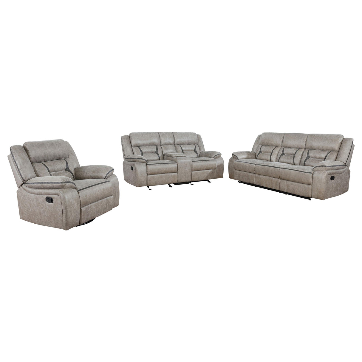 Greer Taupe Upholstered 3-Piece Tufted Living Room Set from Coaster - Luna Furniture