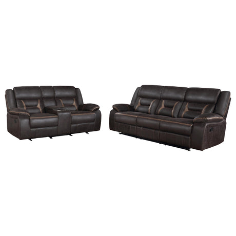 Greer Brown Upholstered 2-Piece Tufted Living Room Set from Coaster - Luna Furniture