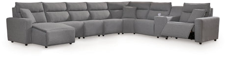 Modmax II Salt and Pepper Salt and Pepper 8-Piece Power Reclining Sectional with Console from Ashley - Luna Furniture