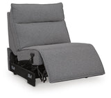 Modmax II Salt and Pepper 7-Piece Power Reclining Sectional with Audio Consoles from Ashley - Luna Furniture