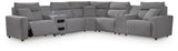 Modmax II Salt and Pepper 7-Piece Power Reclining Sectional with Audio Consoles from Ashley - Luna Furniture