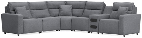 Modmax Salt and Pepper 6-Piece Reclining Sectional with Audio Console from Ashley - Luna Furniture