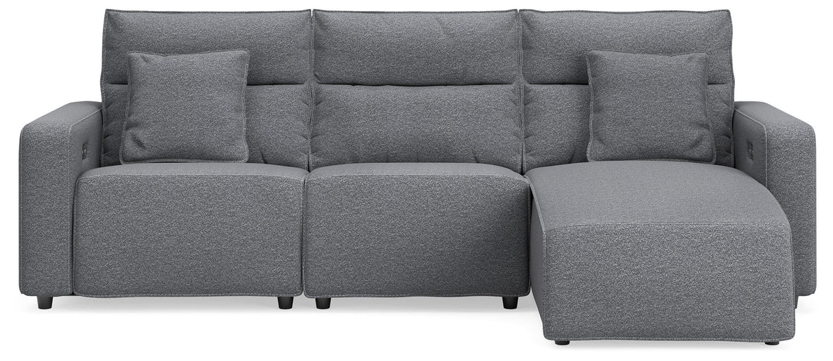 Modmax Salt and Pepper 3-Piece Reclining Sofa Chaise from Ashley - Luna Furniture