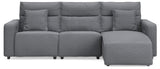 Modmax Salt and Pepper 3-Piece Reclining Sofa Chaise from Ashley - Luna Furniture