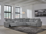 Modmax II Salt and Pepper 6-Piece RAF Power Reclining Sectional with Console from Ashley - Luna Furniture