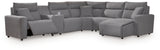 Modmax II Salt and Pepper 6-Piece Power Reclining Sectional with Chaise from Ashley Furniture - Luna Furniture