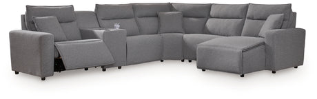 Modmax II Salt and Pepper 6-Piece Power Reclining Sectional with Chaise from Ashley Furniture - Luna Furniture