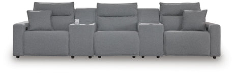 Modmax Salt and Pepper 5-Piece Reclining Sectional with Consoles from Ashley - Luna Furniture