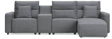 Modmax Salt and Pepper 4-Piece Reclining Sectional with Chaise and Console from Ashley - Luna Furniture
