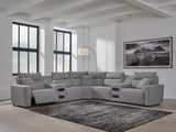 Modmax II Salt and Pepper 7-Piece Power Reclining Sectional with 2 Audio Consoles from Ashley - Luna Furniture