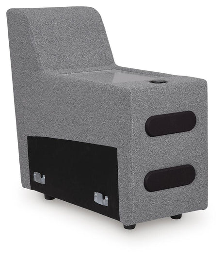 Modmax II Salt and Pepper 7-Piece Power Reclining Sectional with Audio Consoles from Ashley - Luna Furniture