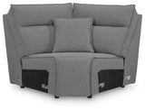 Modmax II Salt and Pepper 7-Piece Power Reclining Sectional with Audio Consoles from Ashley - Luna Furniture