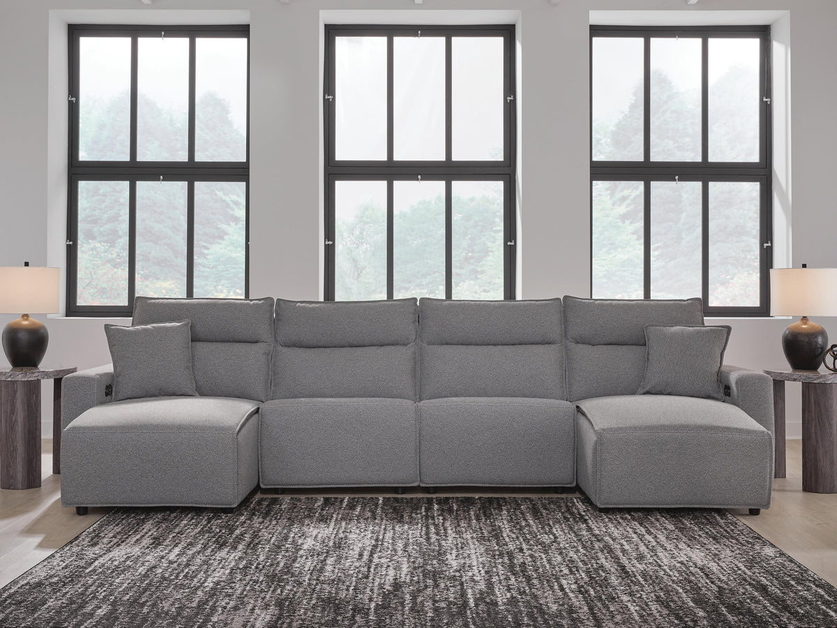Modmax Salt and Pepper 4-Piece Reclining Sectional with Double Chaise from Ashley - Luna Furniture