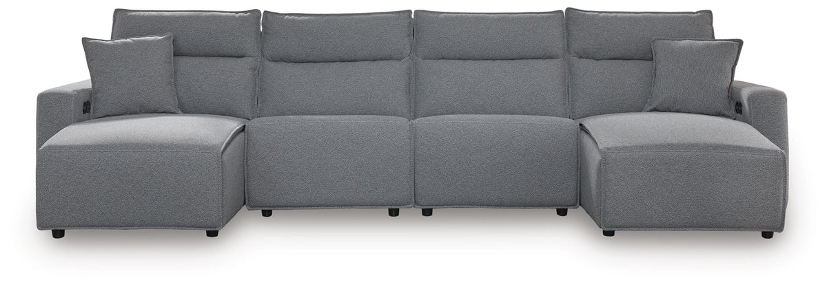 Modmax Salt and Pepper 4-Piece Reclining Sectional with Double Chaise from Ashley - Luna Furniture