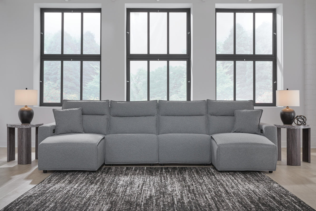 Modmax Salt and Pepper 4-Piece Reclining Sectional with Double Chaise from Ashley - Luna Furniture