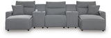 Modmax Salt and Pepper 5-Piece Reclining Sectional with Double Chaise and Consoles from Ashley - Luna Furniture