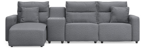 Modmax Salt and Pepper 4-Piece Reclining Sectional with Chaise and Console from Ashley Furniture - Luna Furniture