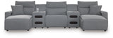 Modmax Salt and Pepper 5-Piece Reclining Sectional with Double Chaise and Audio Consoles from Ashley - Luna Furniture