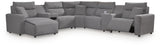Modmax II Salt and Pepper 7-Piece Power Reclining Sectional with Chaise and Audio Console from Ashley - Luna Furniture