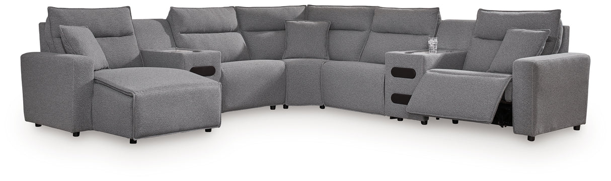 Modmax II Salt and Pepper 7-Piece Power Reclining Sectional with Chaise from Ashley Furniture - Luna Furniture