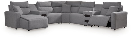 Modmax II Salt and Pepper 7-Piece Power Reclining Sectional with Chaise from Ashley - Luna Furniture