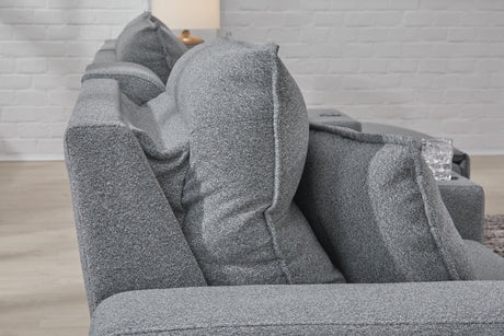 Modmax II Salt and Pepper 7-Piece Power Reclining Sectional with Chaise and Audio Console from Ashley - Luna Furniture