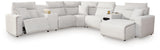 Modmax II Stone 7-Piece Power Reclining Sectional with Chaise and Audio Console from Ashley - Luna Furniture