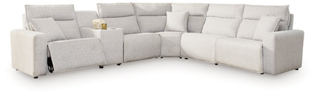 ModMax II Stone 6-Piece Power Reclining Sectional with Console from Ashley - Luna Furniture