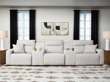 ModMax II Stone 5-Piece Power Reclining Sectional with Consoles from Ashley - Luna Furniture