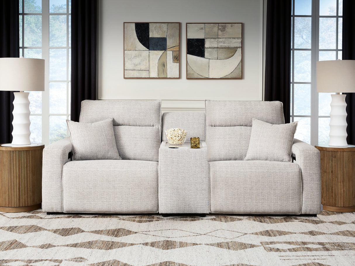 ModMax II Stone 3-Piece Power Reclining Sectional with Console from Ashley - Luna Furniture