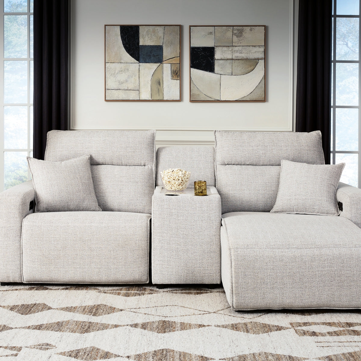 Ashley ModMax II Stone 3-Piece Power Reclining Sectional with Chaise ...