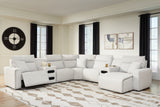 ModMax II Stone 7-Piece Power Reclining Sectional with Chaise and Audio Consoles from Ashley - Luna Furniture