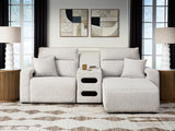 ModMax II Stone 3-Piece Power Reclining Sectional with Chaise and Audio Console from Ashley - Luna Furniture