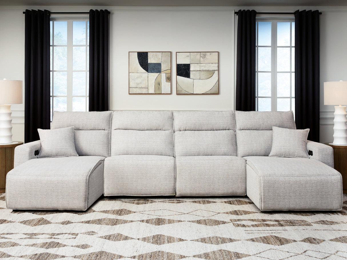 ModMax II Stone 4-Piece Power Reclining Sectional with Chaise from Ashley - Luna Furniture