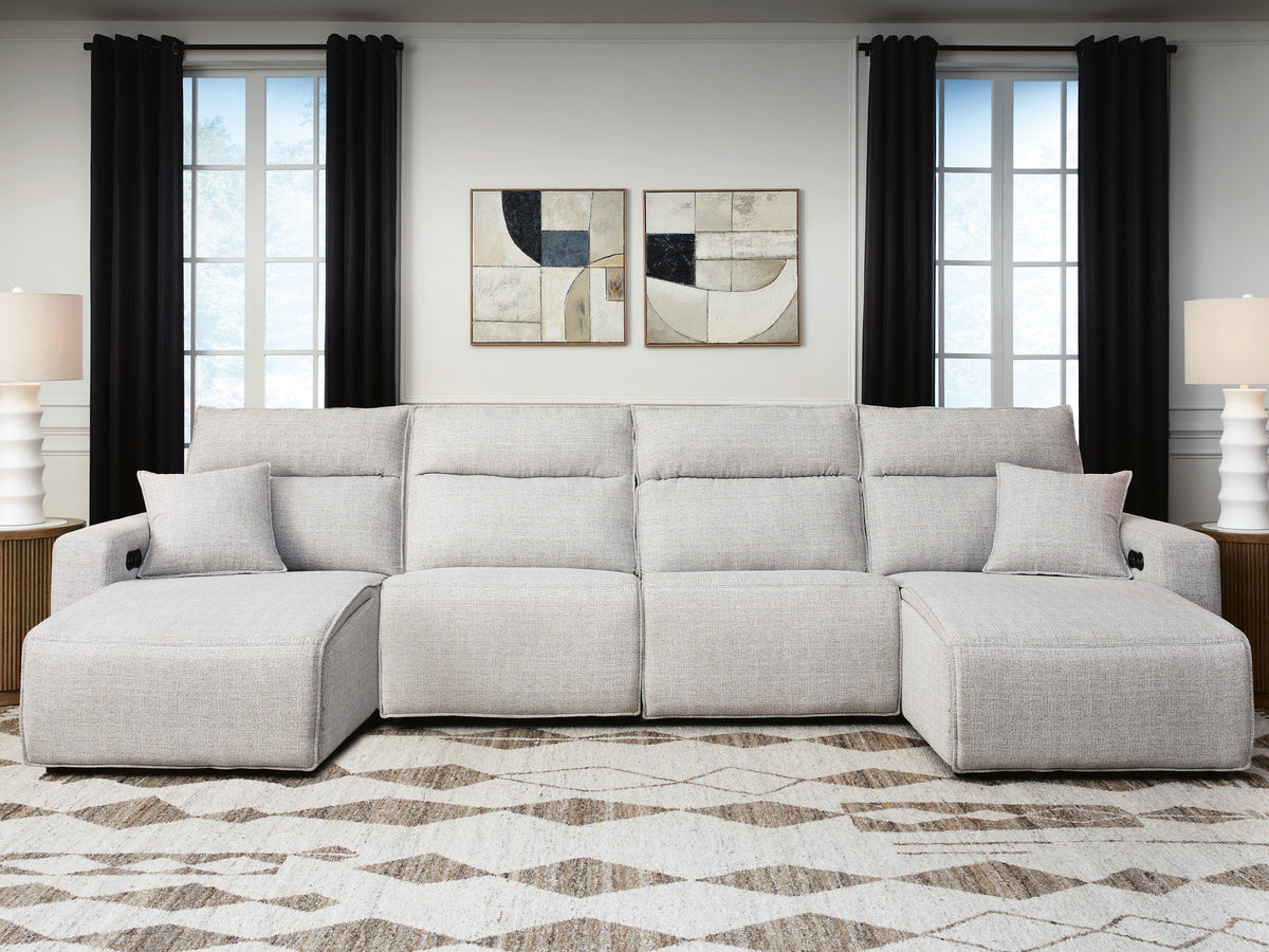 ModMax II Stone 4-Piece Reclining Sectional with Double Chaise from Ashley - Luna Furniture