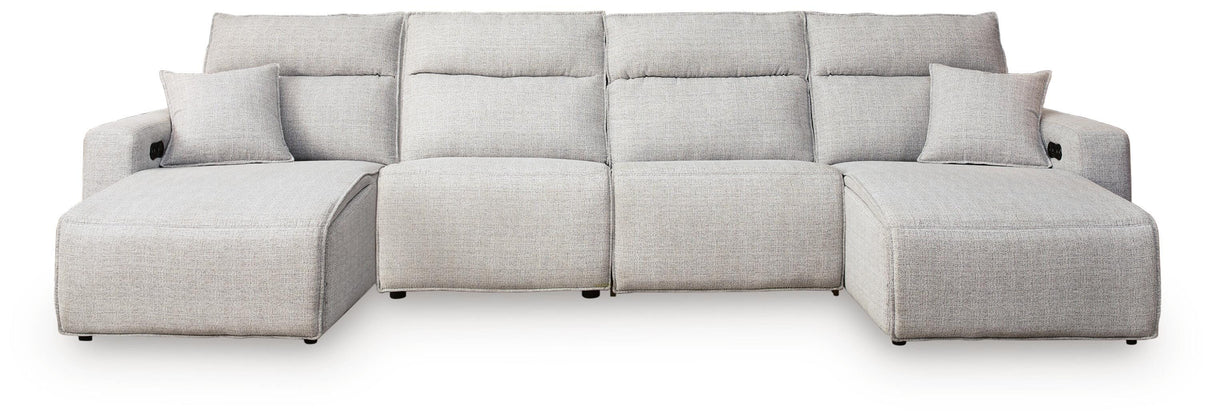 ModMax II Stone 4-Piece Power Reclining Sectional with Chaise from Ashley - Luna Furniture