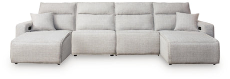 ModMax II Stone 4-Piece Power Reclining Sectional with Chaise from Ashley - Luna Furniture