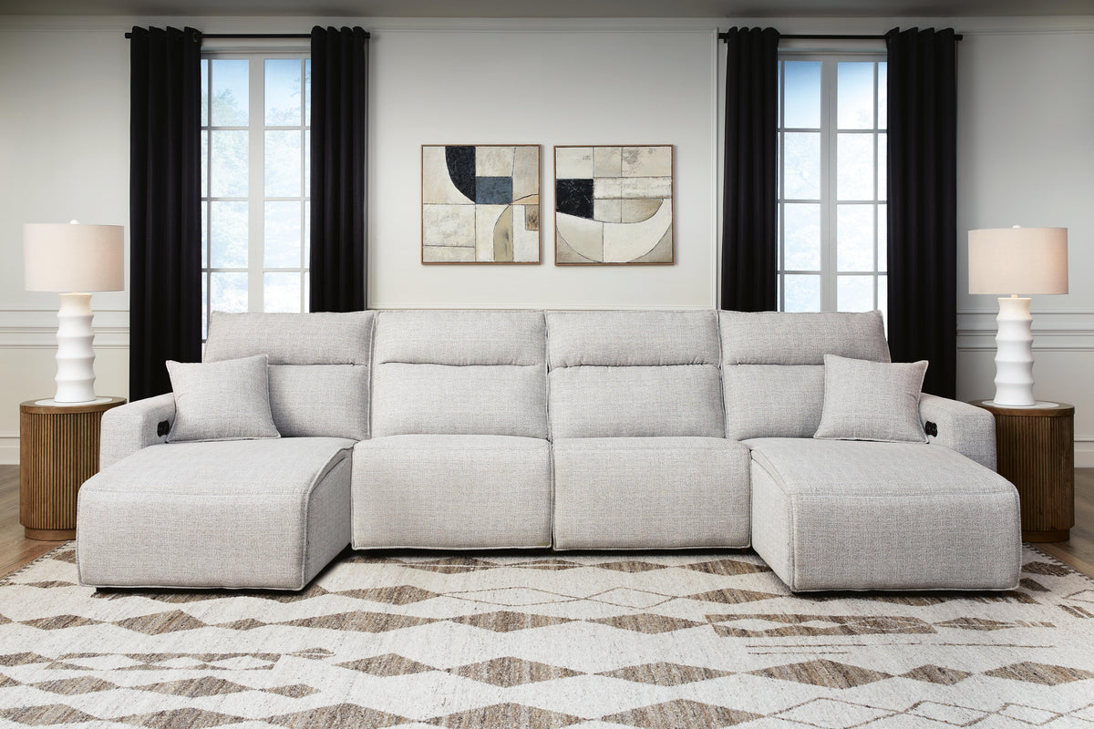 ModMax II Stone 4-Piece Reclining Sectional with Double Chaise from Ashley - Luna Furniture