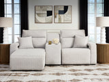 ModMax II Stone 3-Piece Power Reclining Sectional with Chaise and Console from Ashley - Luna Furniture