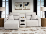 ModMax II Stone 3-Piece Power Reclining Sectional with Chaise and Audio Console from Ashley - Luna Furniture