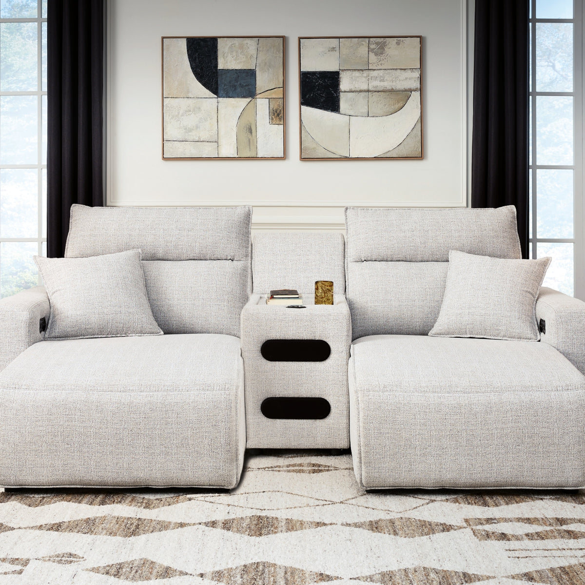 Ashley ModMax II Stone 3-Piece Power Reclining Sectional with Chaise ...