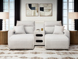 ModMax II Stone 3-Piece Power Reclining Sectional with Chaise and Audio Console from Ashley - Luna Furniture