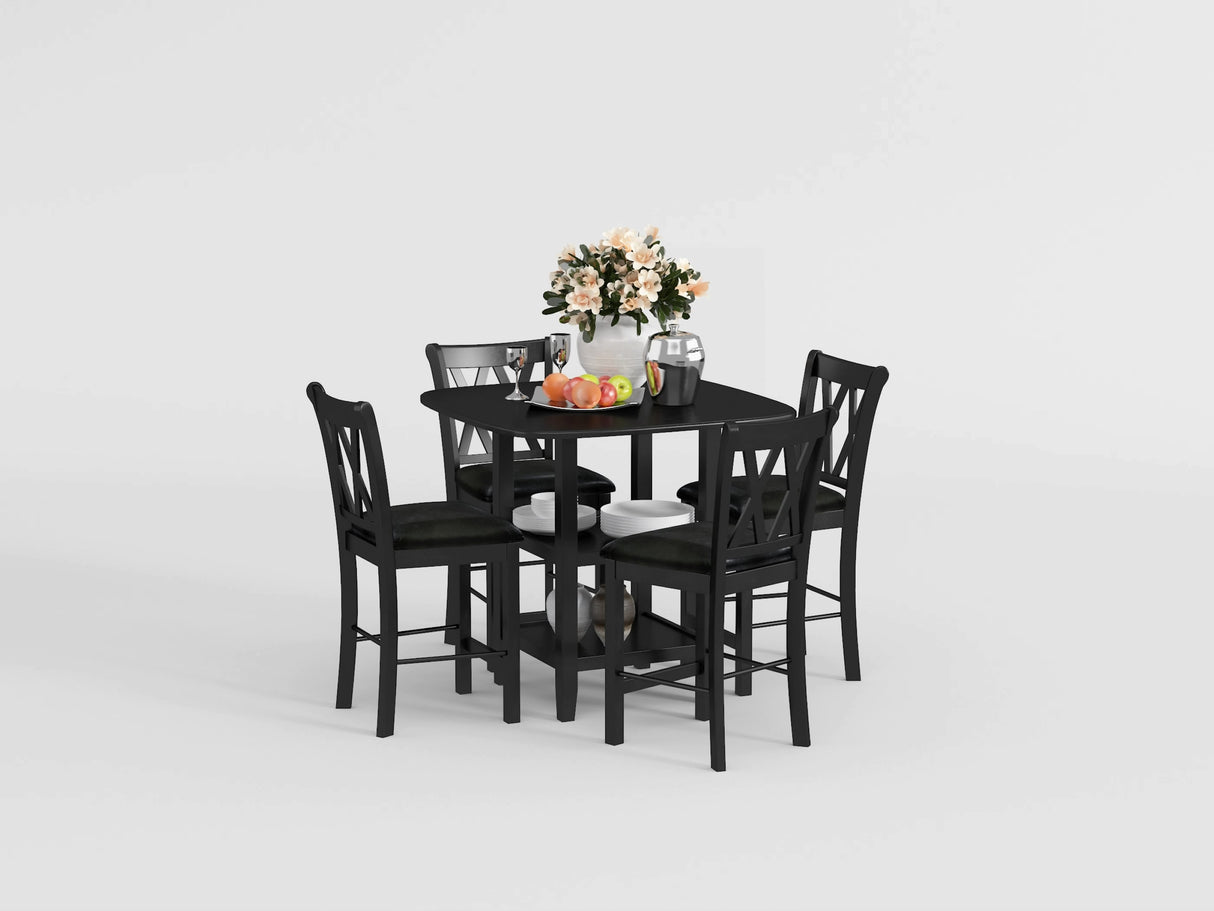 Norman Black 5-Piece Counter Height Set from Homelegance - Luna Furniture